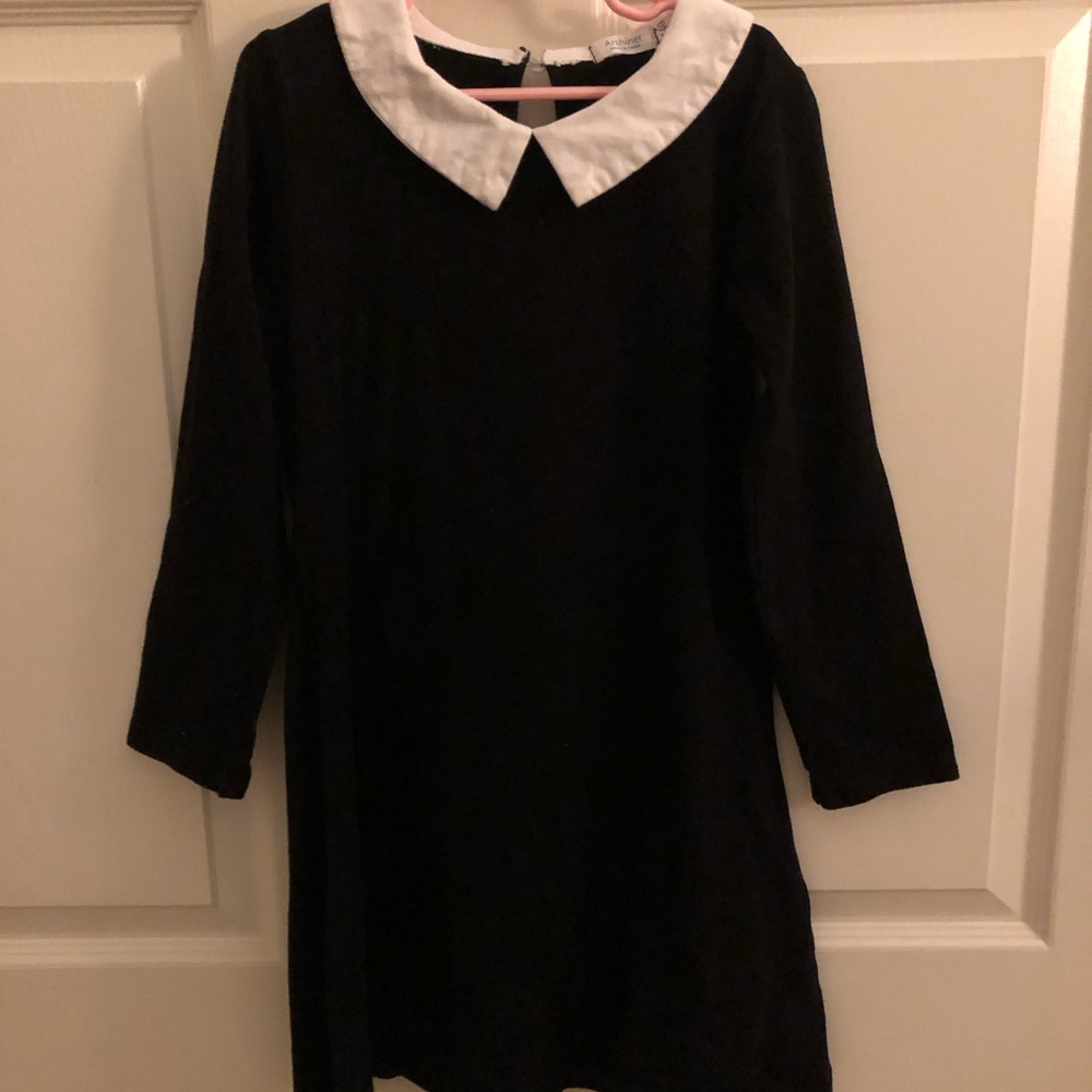 Girl’s Wednesday Addams Black Dress with white collar